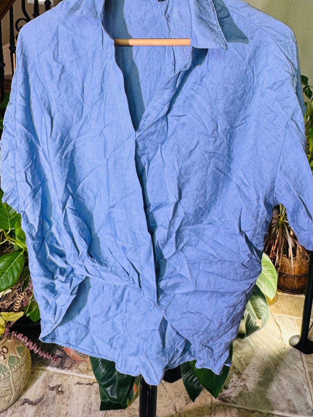 RACHEL Rachel Roy Sky Blue Relaxed Button-Down Top